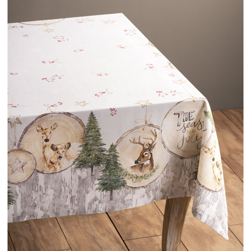 Floral 100% Cotton Square Christmas Tablecloth, Rectangle 72" x 54", Floral 1