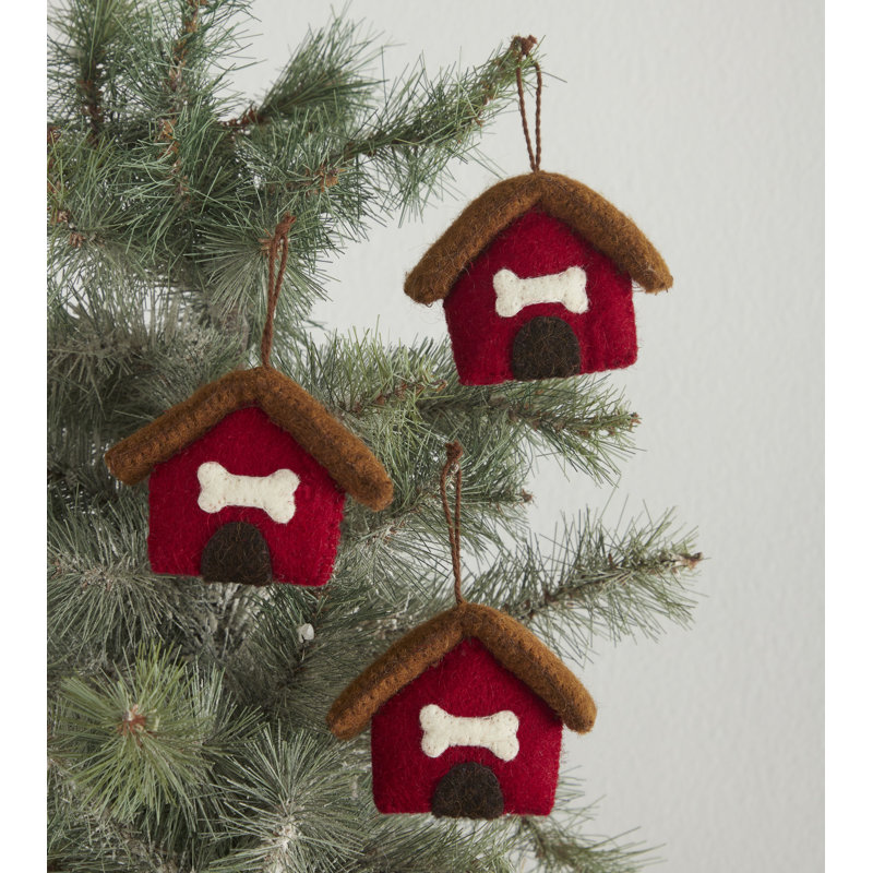 9 Piece Set- Dog-Themed Christmas Decoration Set for Table Top Trees - Hand Felted Wool