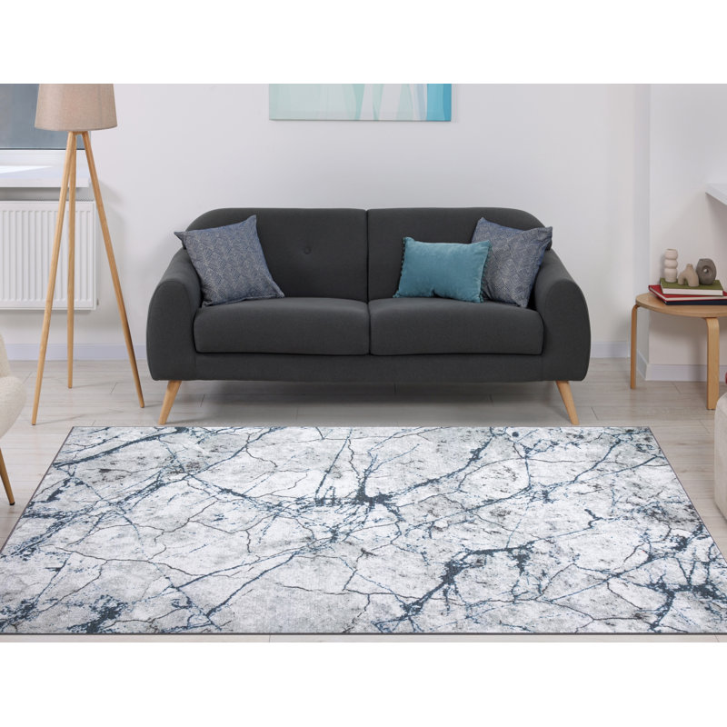 Tapis lavable antidérapant en marbre Lyanne, Rectangle 7 pi 10 po x 10 pi