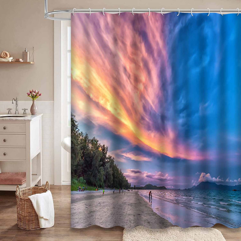 Rideau de douche avec 12 crochets Sunset Sunset, L 72 po x l 72 po