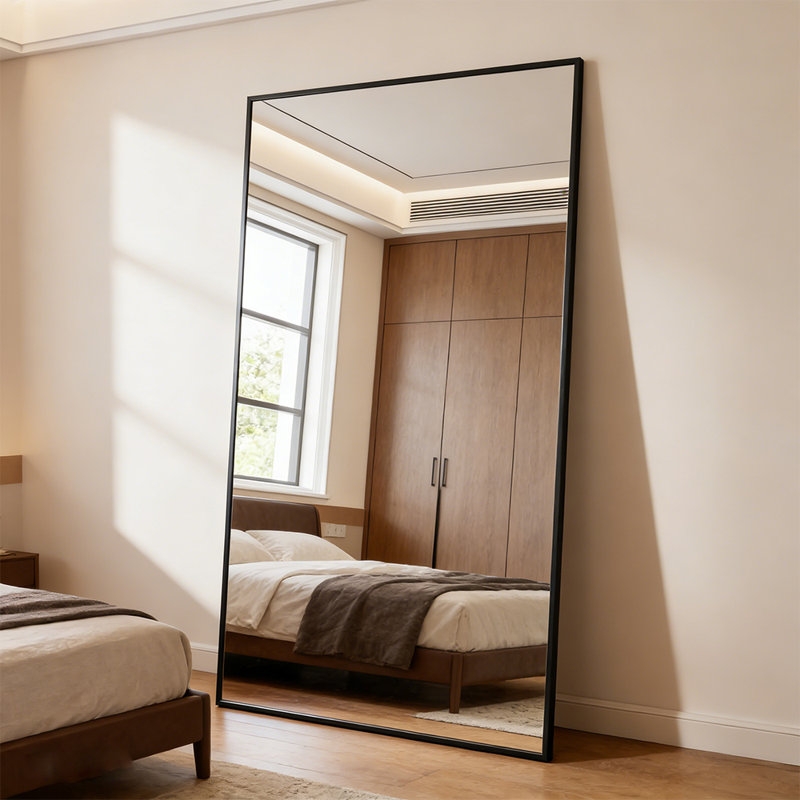 Full Length Mirror, Rectangle Floor Mirror For Entryway,Bedroom, Living Room ，Aluminum Alloy Frame，Full Length Mirror Floor Mirrors With Stand