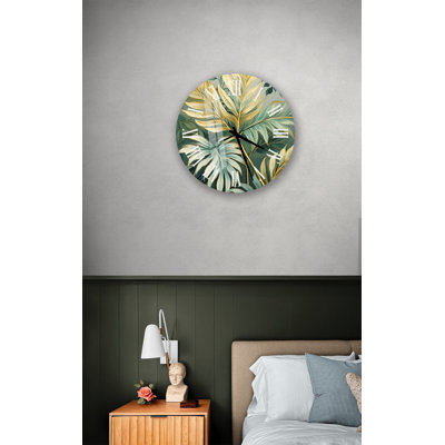 Horloge murale en verre trempé Botanical