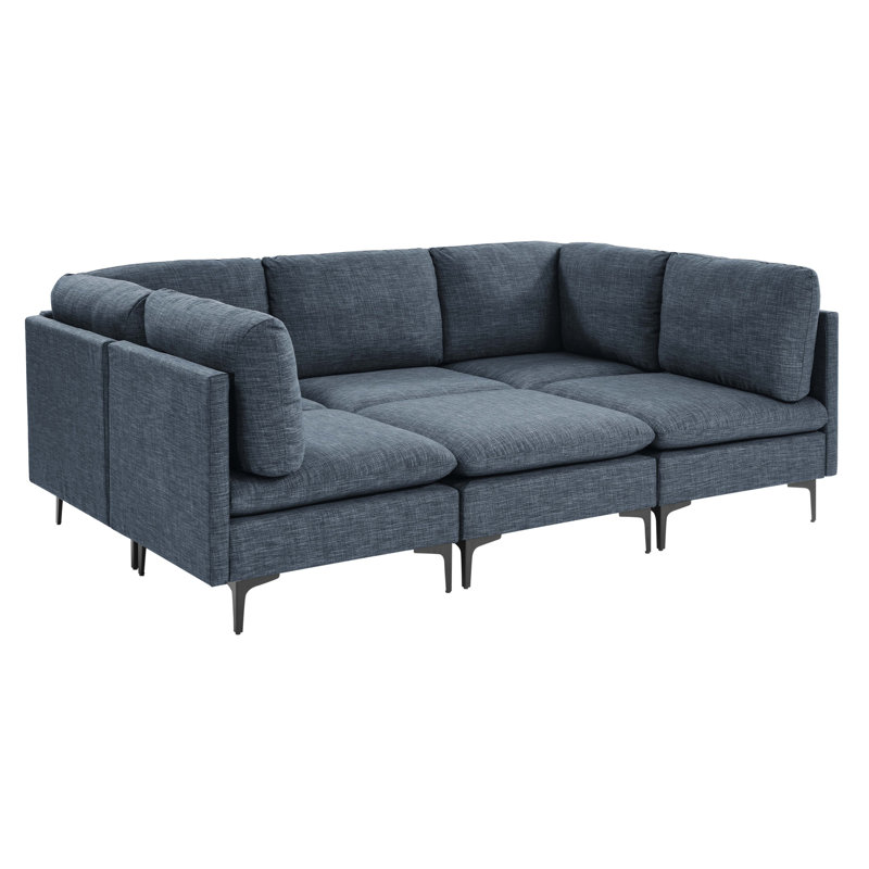 Canapé modulaire rembourré avec pieds en métal, Bleu très foncé