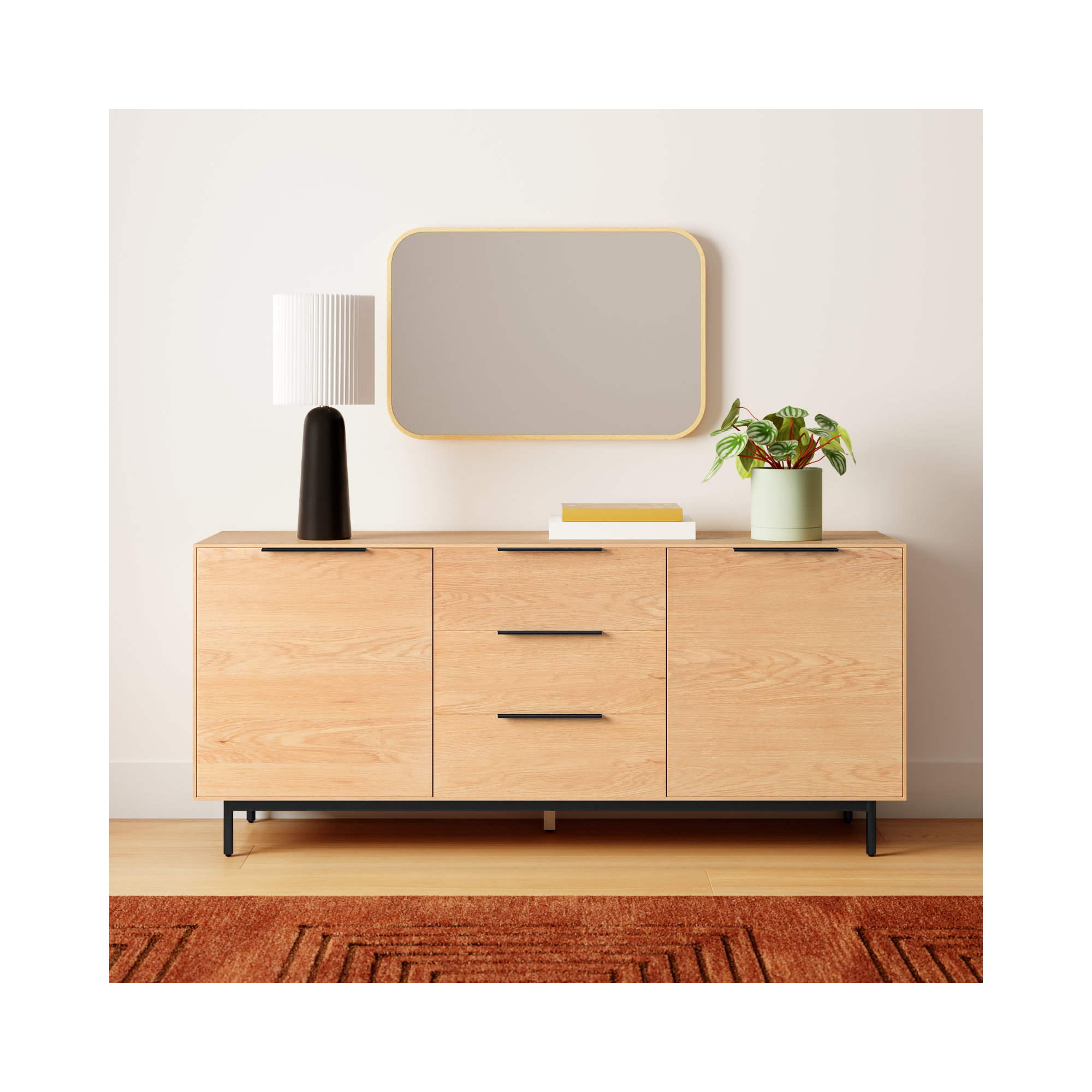 Ellis Fully Assembled Sideboard with Dovetail Drawers, Brown
