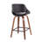 Fabrico Mid-Century Modern Fixed-Height Counter Stool In Walnut Wood With Square Black Footrest And Black Faux Leather By Lumisource - Set Of 2-673049235