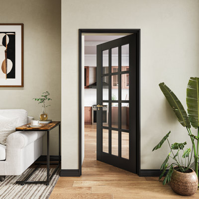 Porte intérieure 32 po x 80 po en verre trempé transparent 8 pièces pour garde-manger, garde-robe, chambre à coucher et salle de bain