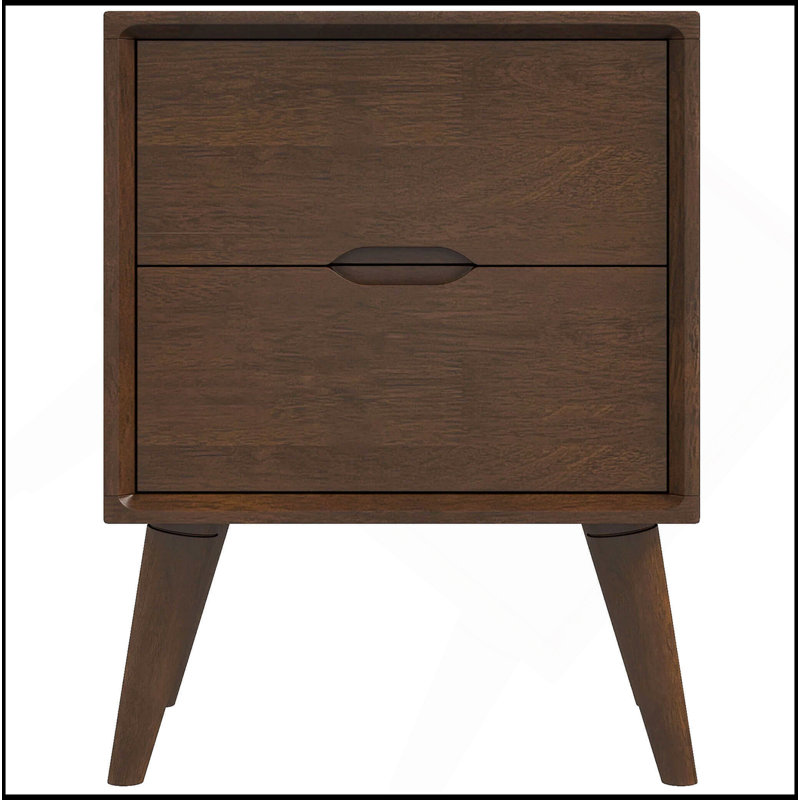 Table de chevet brune avec 2 tiroirs