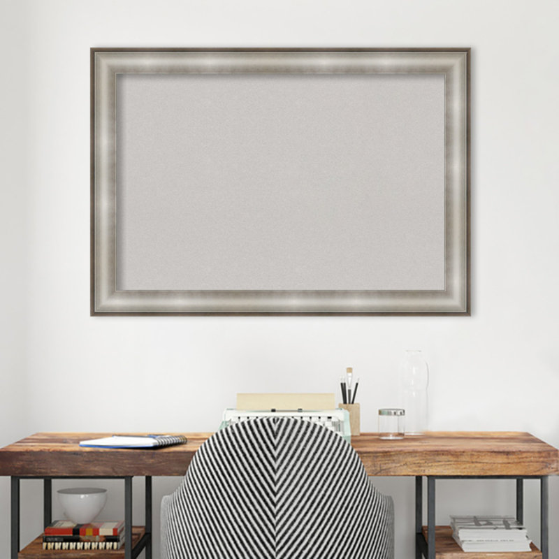 Wall Cork Small Bulletin Board, 29" x 41", Silver