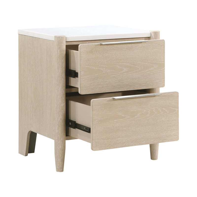 Table de chevet moderne avec ports de charge et plateau en marbre