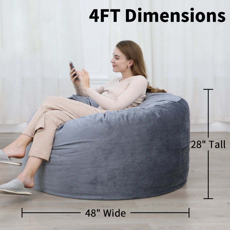 Fauteuil à billes, canapé-lit en velours lavable avec mousse à mémoire de forme pour adultes, salon, Velours bleu foncé