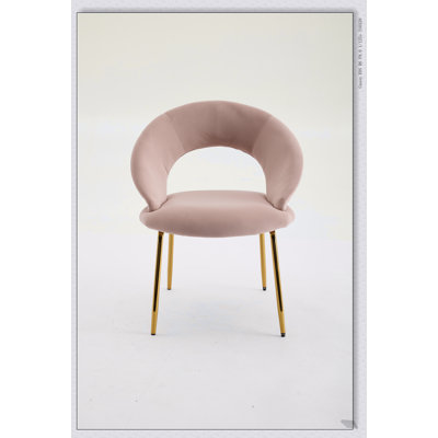 061-Set Of 1 Velvet Fabric Dining Chairs With Curved Backrest And Golden Metal Legs For Kitchen Or Dining Room