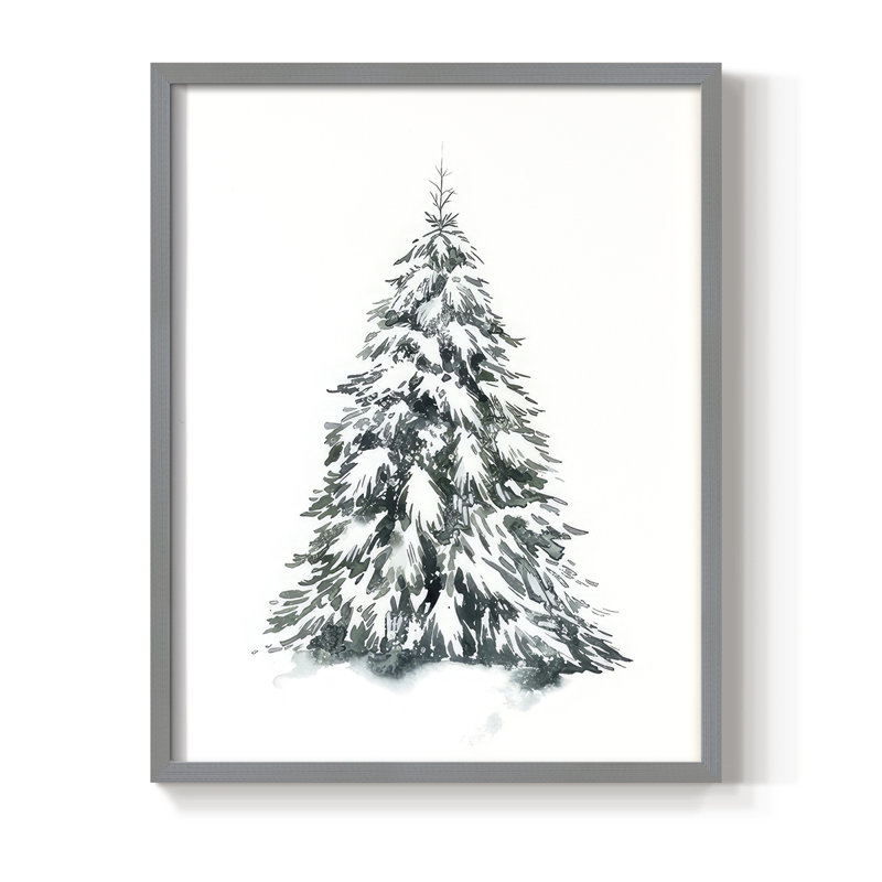 Épinette bleue II, reproduction encadrée - bois massif, H 15 po x l 12 po, Gris