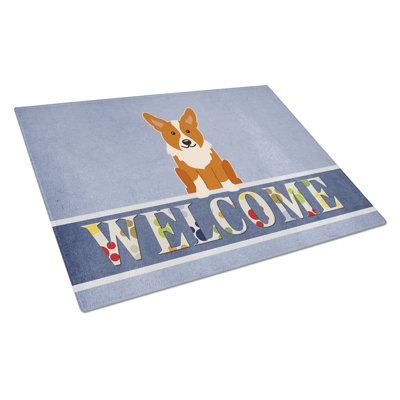 Planche à découper en verre trésors corgi caroline Welcome Dog