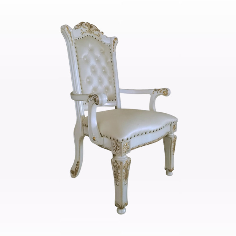 Cielo Synthetic Leather Executive Office Chair with Antique Pearl Finish