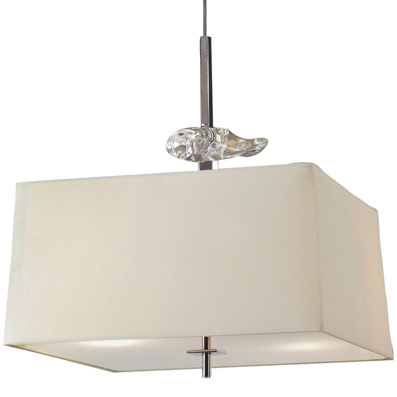 4 - Light Polished Chrome Square/Rectangle Pendant, Cream