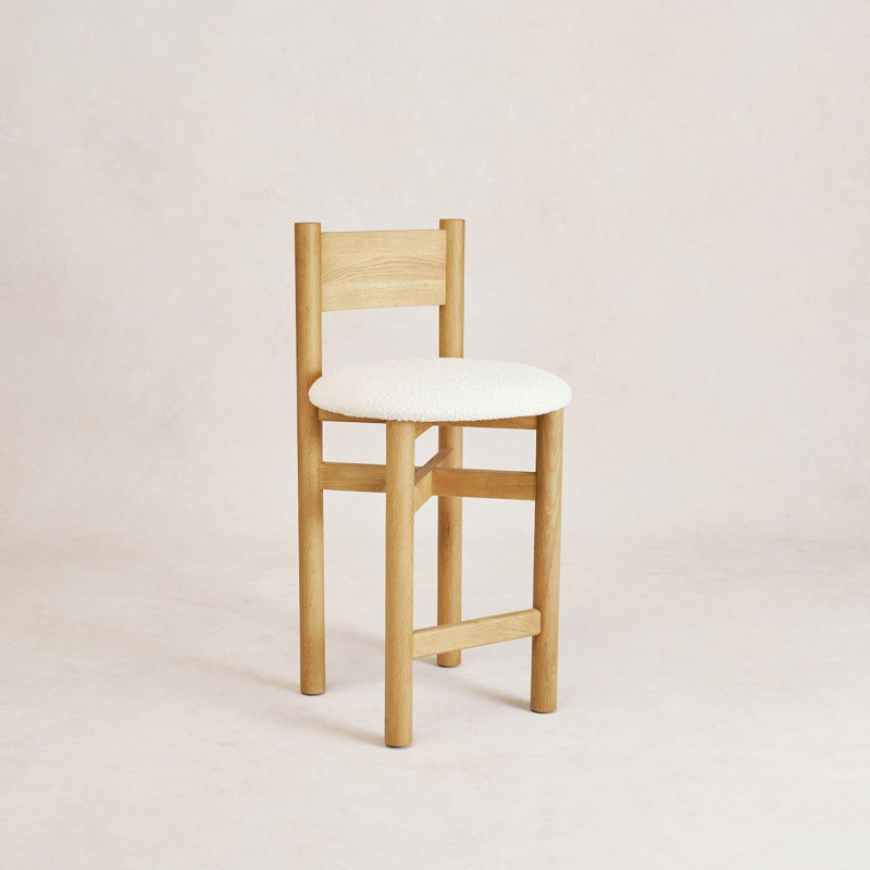 Teddy Upholstered Stool with Solid Wood Frame