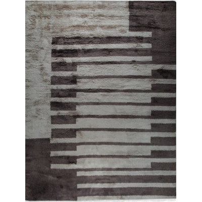 Tapis brun moderne en laine noué à la main
