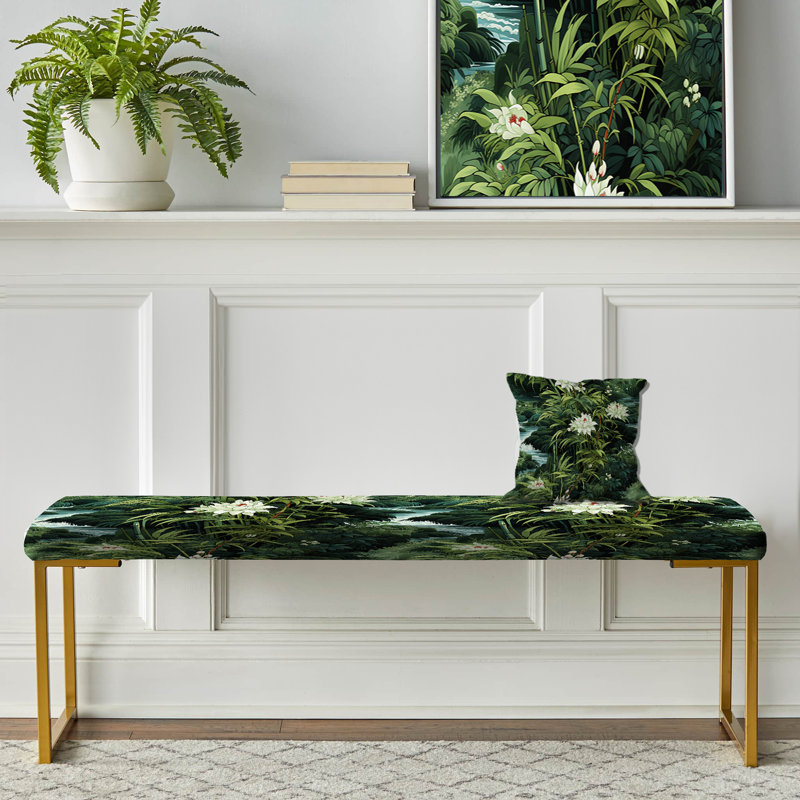 Banc oriental rembourré or, Bamboo Forest Allure