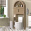 Armoire de rangement au-dessus de la toilette AHB, organisateur de salle de bain autoportant avec tablette réglable et dispositif anti-basculement, armoire arquée avec portes, rangement de toilette peu encombrant pour la salle de bain, buanderie, mini b-109126337