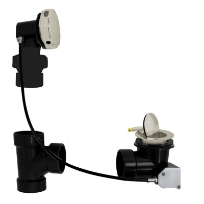 27" Cable Drive Bathtub Pop-Up Drain Trim with Ball Joint Rotary Overflow and Sch. 40 ABS Fittings