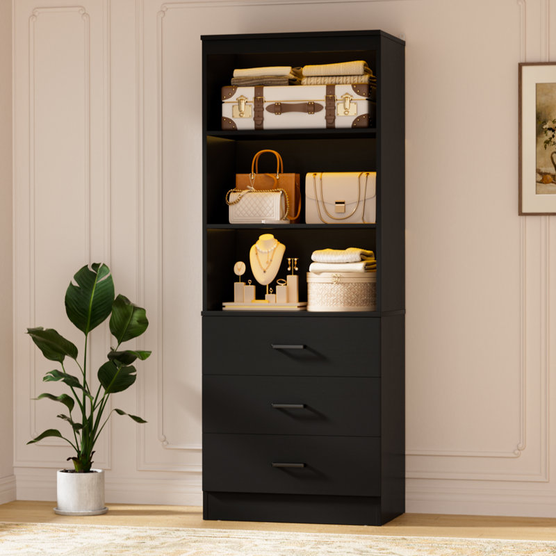 Système d'organisation 23,6 po avec tiroirs en bois, Noir