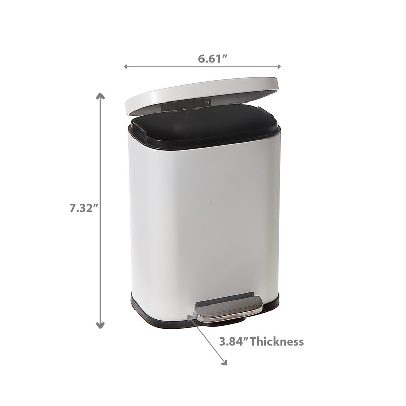 Poubelle rectangulaire en métal 3L, Blanc