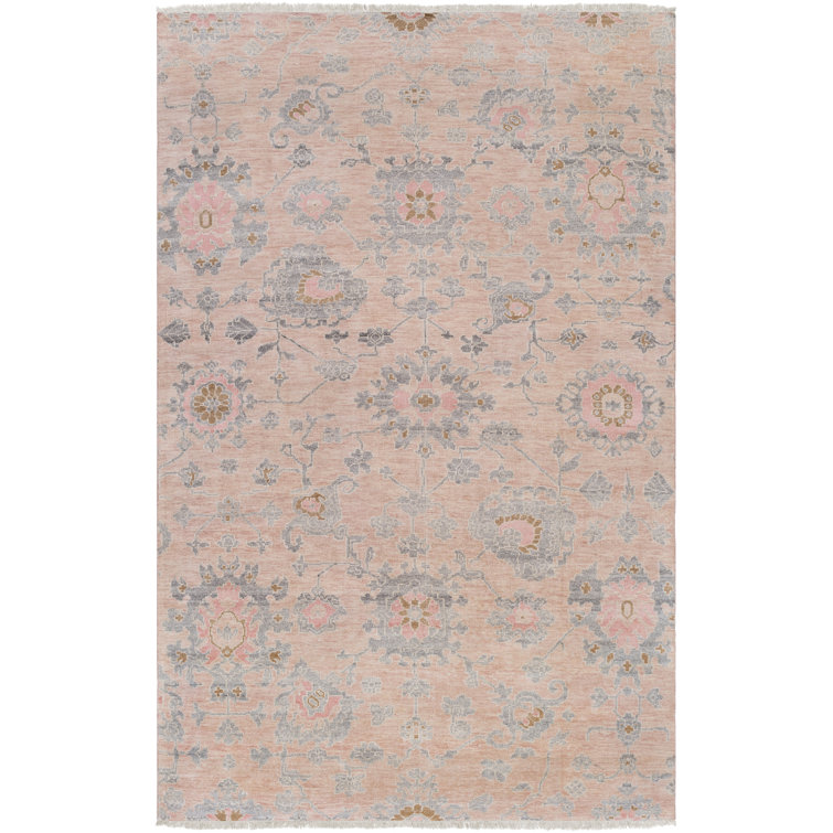 Tapis beige à motif floral noué à la main Daison