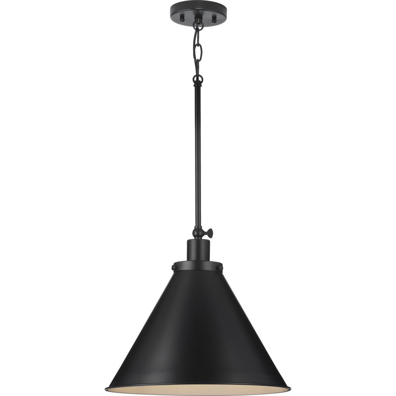 Luminaire suspendu conique à 1 lumière Haydenville, Noir mat, Noir mat