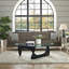 Triangle Glass Coffee Table with Wooden Base Clear Glass Top Mid-Century Abstract Glass Table-739920193