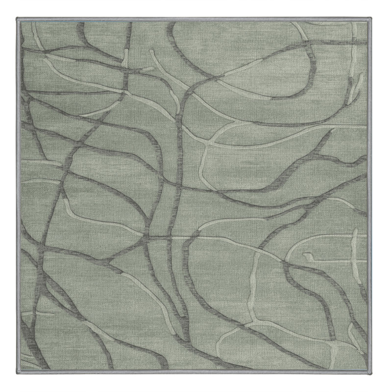 Tapis abstrait lavable à la machine, Carré 5 pi