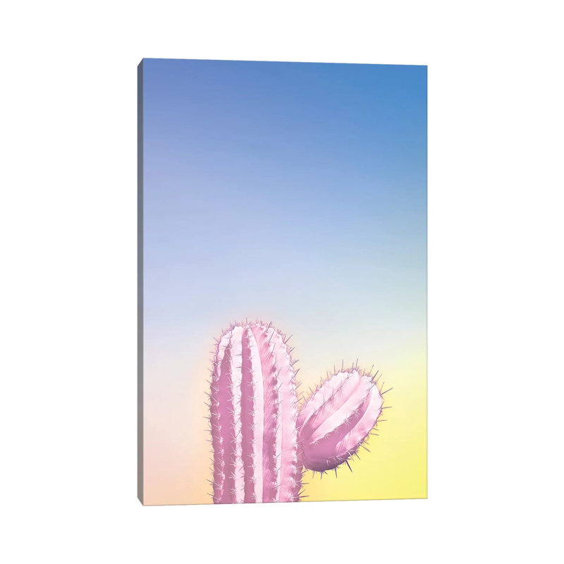 My Pink Cactus by Beli - Wrapped Canvas Painting, 20.32 cm H x 30.48 cm W