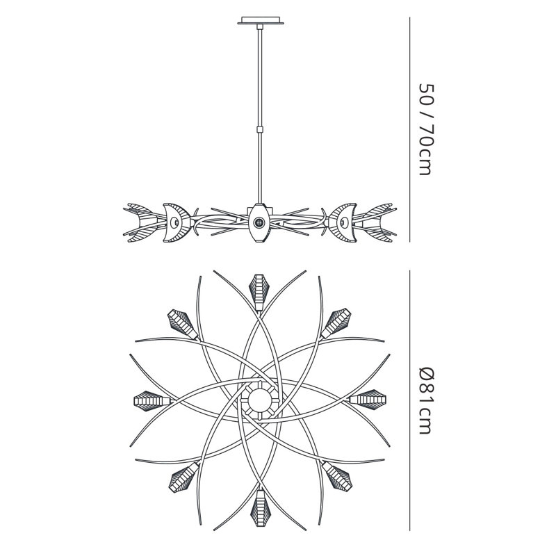 Drossett 8 - Light Unique/Statement Pendant, Black Chrome