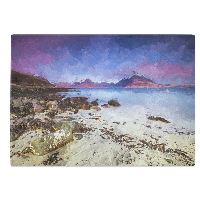 Glass Elgol Village in The Isle of Skye in Abstract Chopping Board, 39 cm W x 28.5 cm L