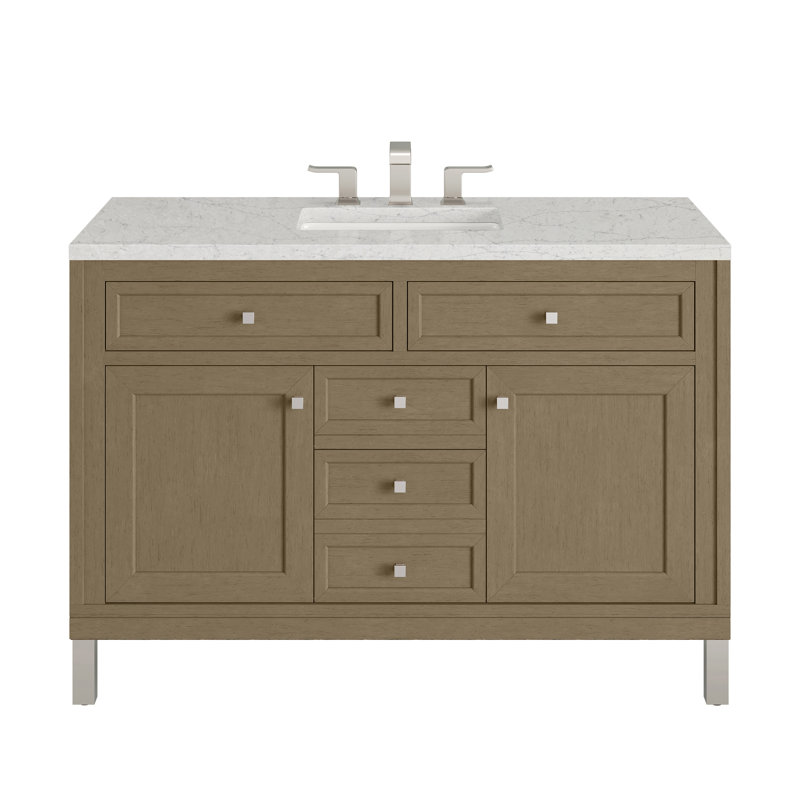 Chicago 48 in. Single Vanity, Walnut Whisper, Eternal Jasmine Pearl