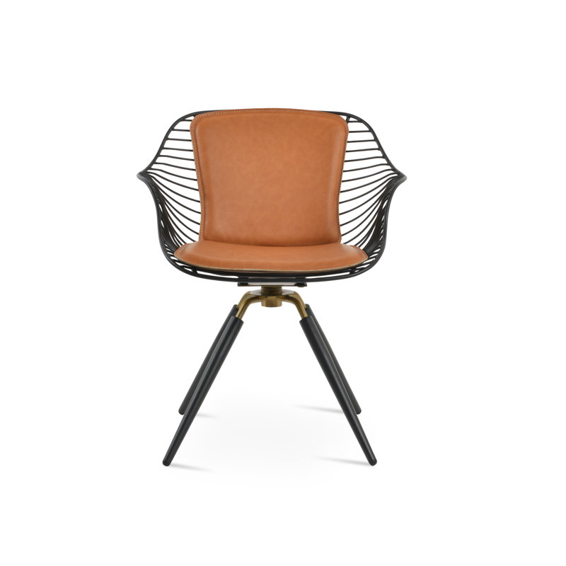 Fauteuil Zebra, Similicuir caramel