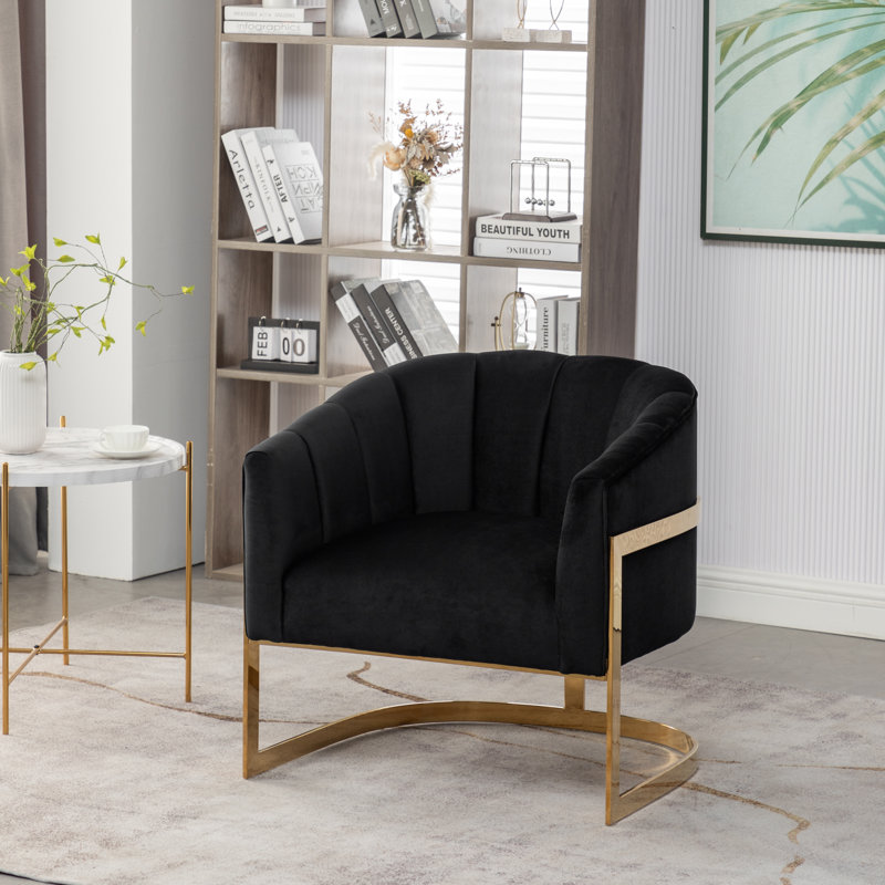 Fauteuil demi-tonneau Tellico, Velours noir