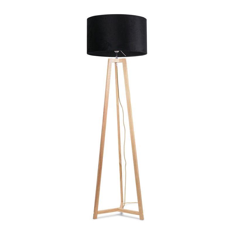 Rhavyn 148cm Traditional Floor Lamp, Black, Natural