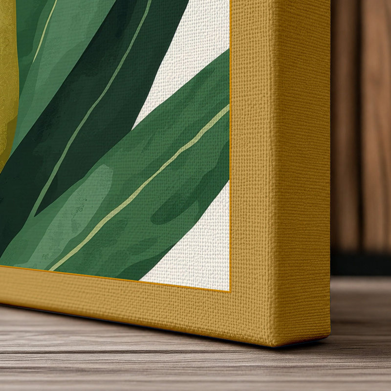 Leaf Study Botanical - Wrapped Canvas, 30x20 - 76.2 x 50.8 cm, Ochre Border