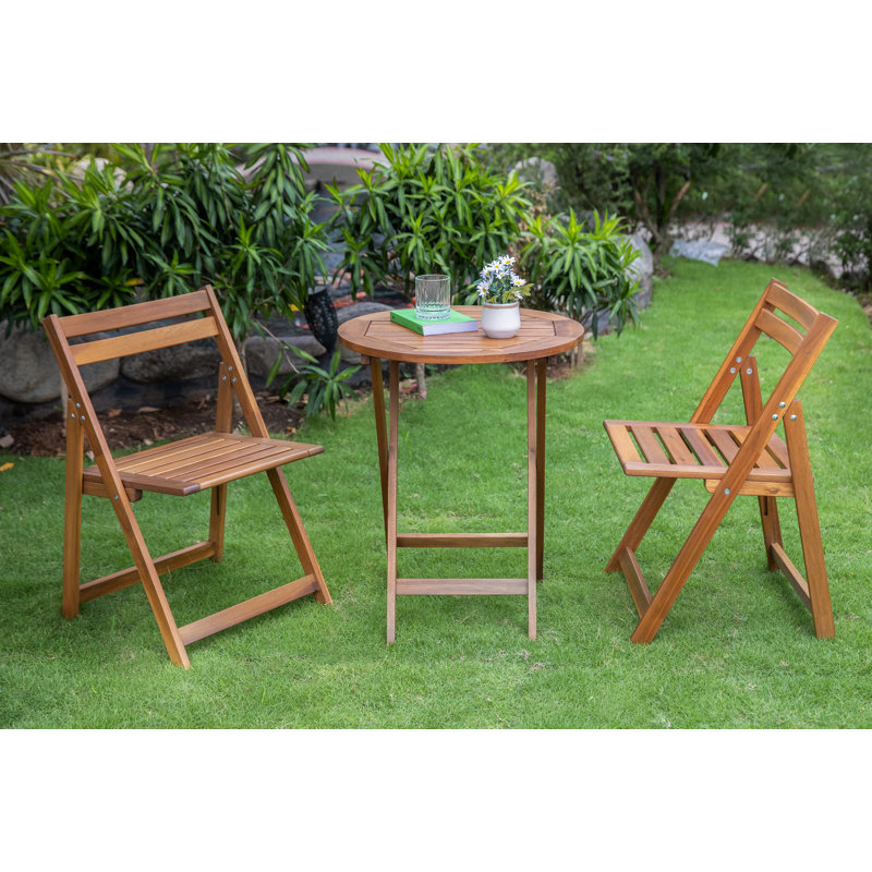 Ensemble de 2 chaises de patio pliantes en bois massif, Set of 2 Chairs