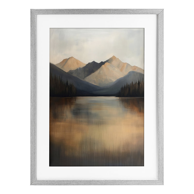 «Terracotta Reflection Moody Landscape», reproduction encadrée sous verre, conception de Petal Prints Design