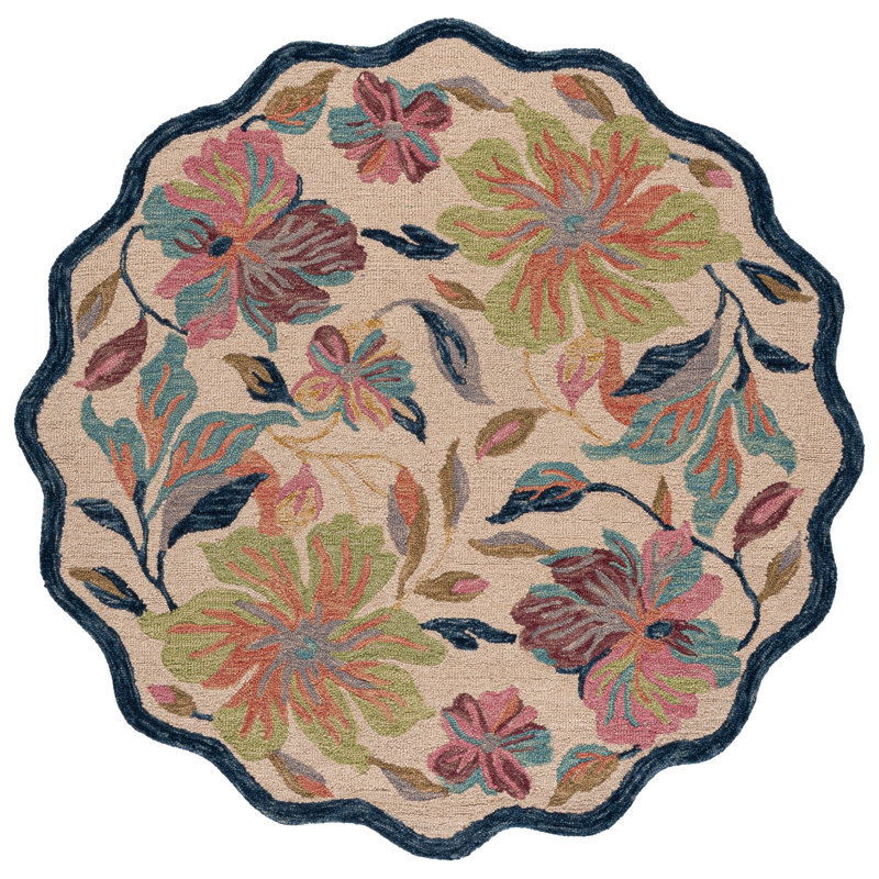 Jardin Hand Tufted Wool; Cotton Floral Indoor Rug, Round 6'