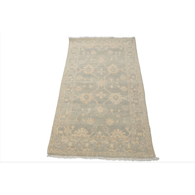 3x5 Ivory Afghan Wool Area Rug Transitional Hand-Knotted Oushak Rug