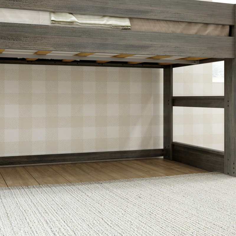  Farmhouse Solid Wood Twin Low Loft Bed, Driftwood