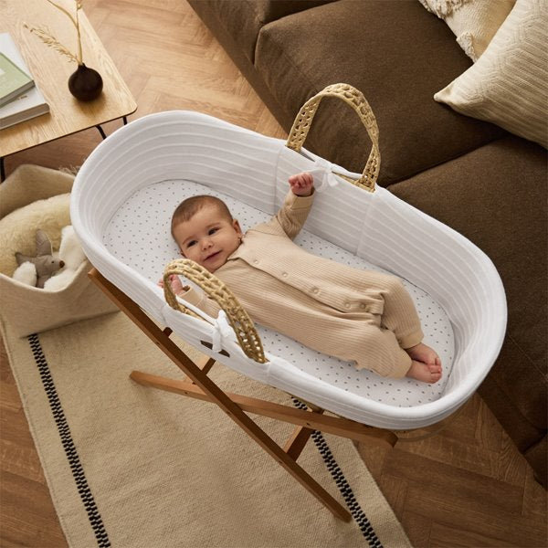 Moses Basket with Mattress, White