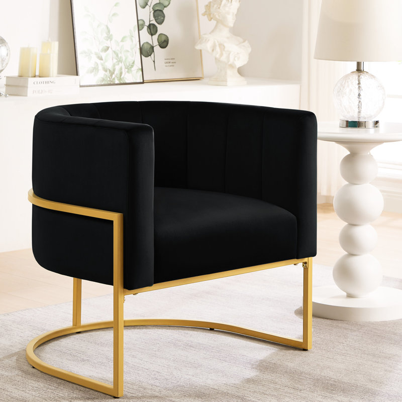 Chaise d'appoint en velours avec structure en métal doré - Élégante pour le salon, la chambre à coucher et le bureau
