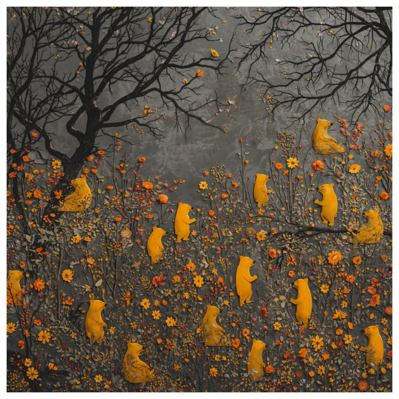 Tapis de bain «Yellow Bears In Forest», L 24 po x L 17 po