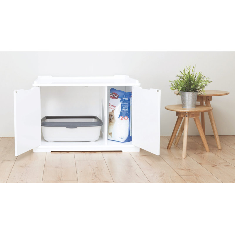 White Wooden XL Cat Litter Box Enclosure and Pet House