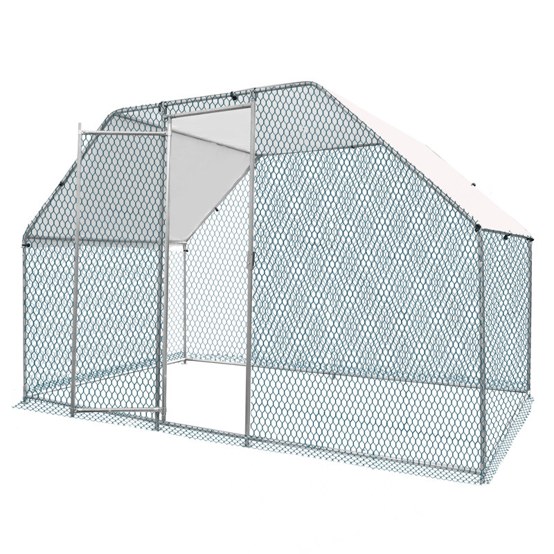 Grand poulailler en métal avec housse de pluie,  H 75,6 po x l 120 po x P 78,7 po
