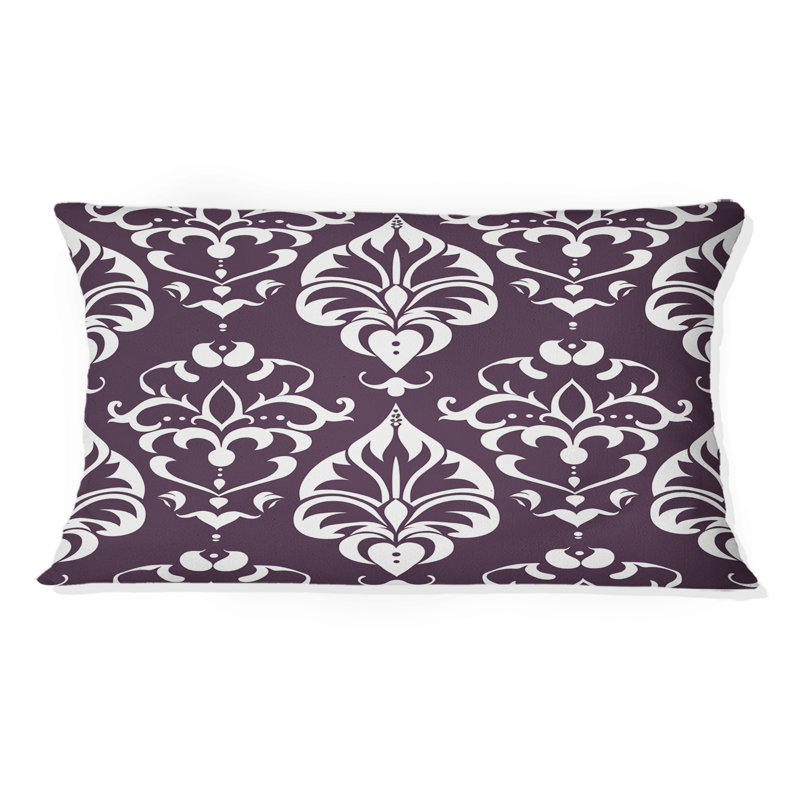 Coussin lombaire mauve blanc damassé Elegance III