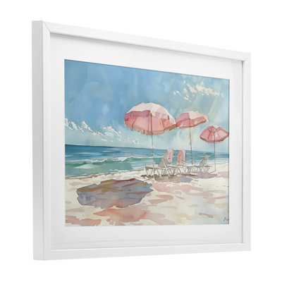 Aquarelle pastel rose, reproduction encadrée sous verre, design par LSR Design Studio